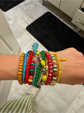 Colorful Mixed Bead Bracelet Stack - Bright Multi-Color